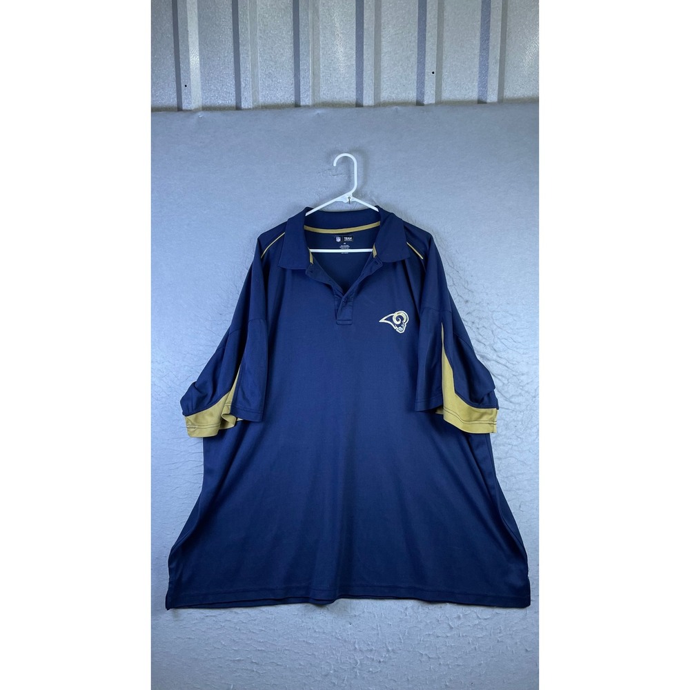 NFL Team Apparel Polo Shirt Mens 4X Blue Excellent Los Angeles Rams Sideline